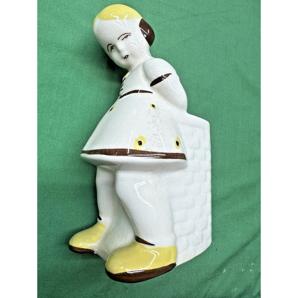 Danish Girl W BASKET" 7.5" FIGURINE PLANTER Unmarked Weil Yellow California - Picture 1 of 6